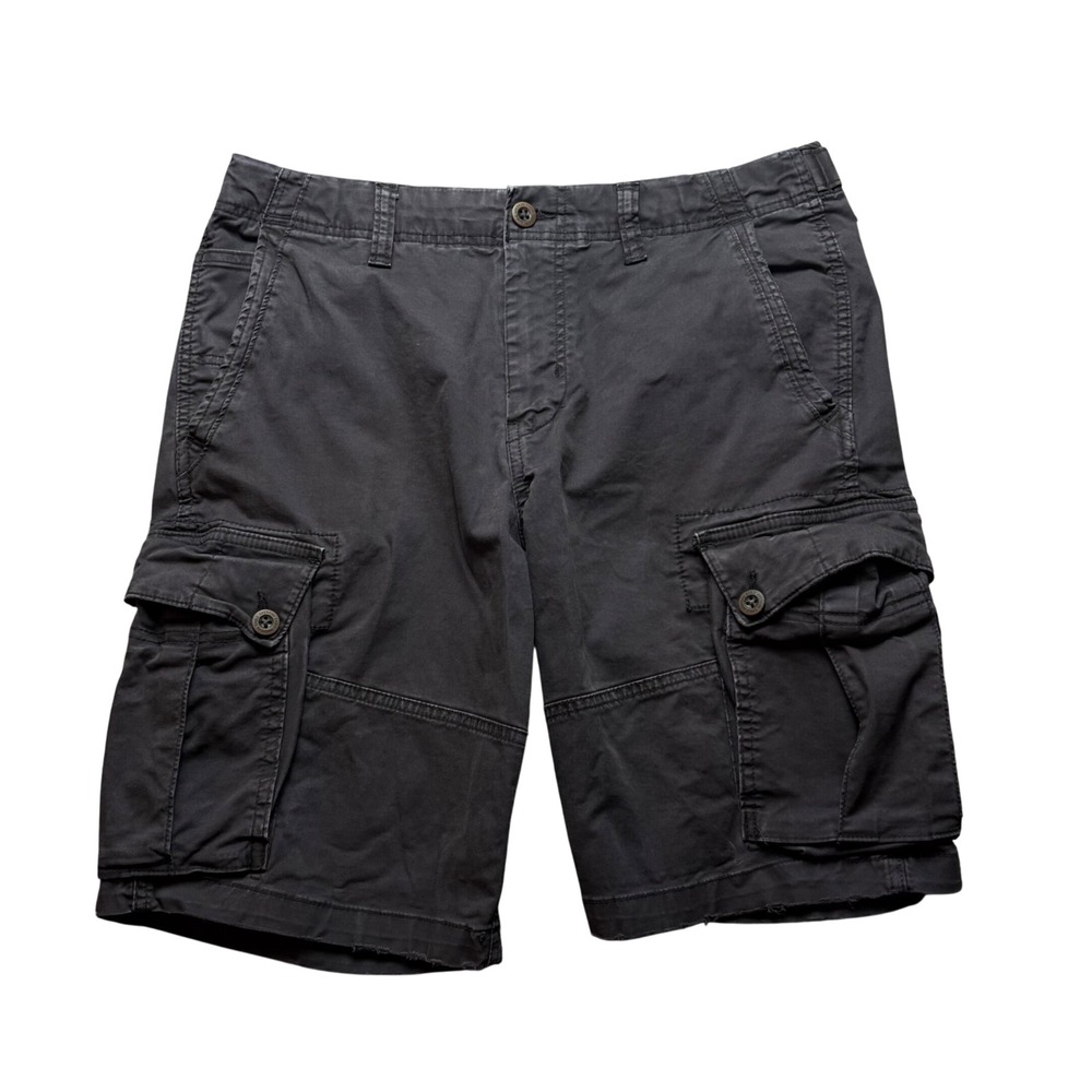 American Eagle Cargo Shorts Men 34 Gray Cotton Flex Classic Multi Pocket